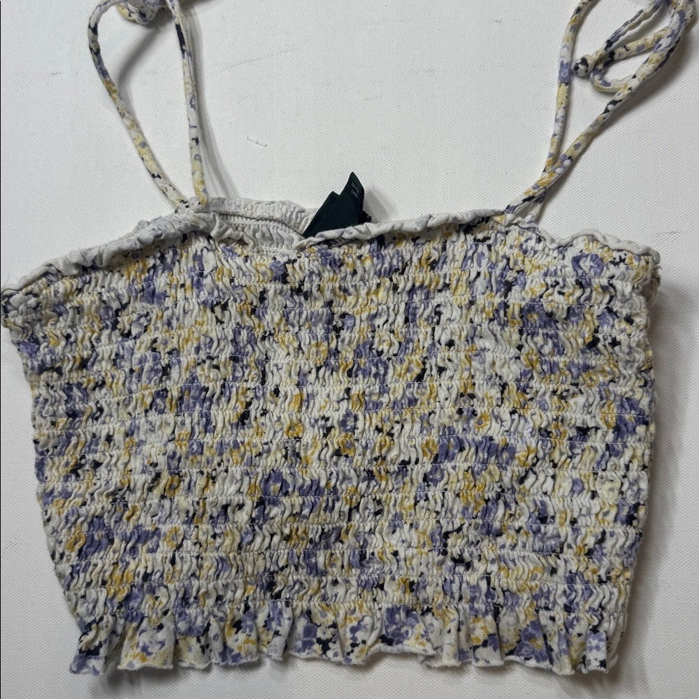 Wild Fable White and Purple Smocked Camisole